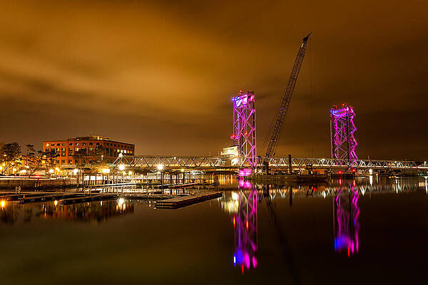 Reflection Wall Art featuring the photograph The New Memorial Bridge At Night by Jeff Sinon