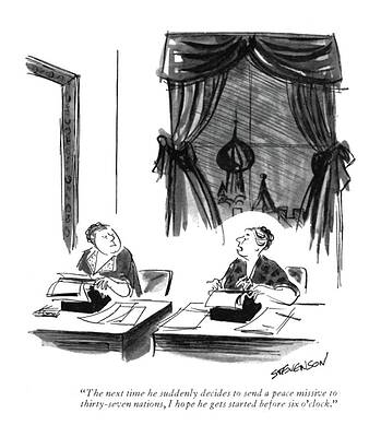 Peace Drawing - The Next Time He Suddenly Decides To Send A Peace by James Stevenson