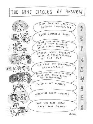 Anniversary Wall Art featuring the drawing The Nine Circles Of Heaven by Roz Chast