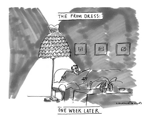 Teen Wall Art featuring the drawing 'the Prom Dress: One Week Later' by Michael Crawford