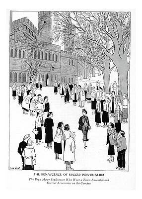 Campus Gathering by Historical Building Drawing