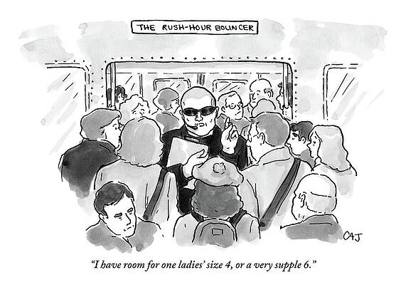 Crowd Drawing - The Rush Hour Bouncer by Carolita Johnson