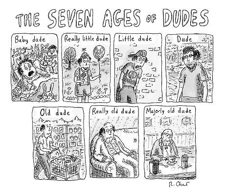Childhood Drawing - The Seven Ages Of Dudes - Progression Of Dudes by Roz Chast