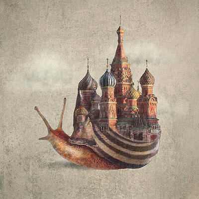 Snail Carrying a Russian Church Wall Art