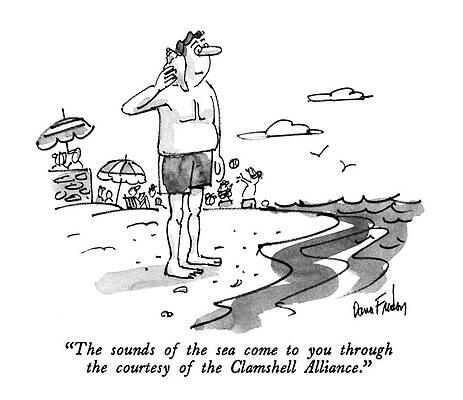 Sea Life Wall Art featuring the drawing The Sounds Of The Sea Come by Dana Fradon