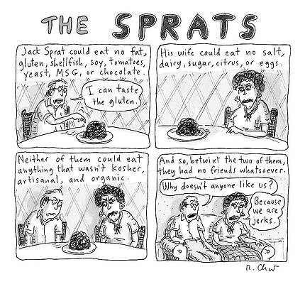 Organic Wall Art featuring the drawing The Sprats  -  Four Panel Comic About The Sprats' by Roz Chast