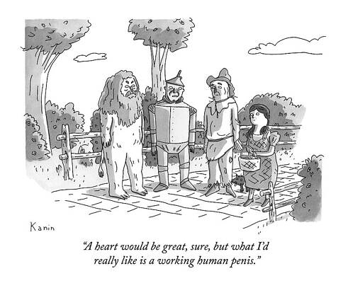 Movie Wall Art featuring the drawing The Tin Man Of The Wizard Of Oz Speaks by Zachary Kanin