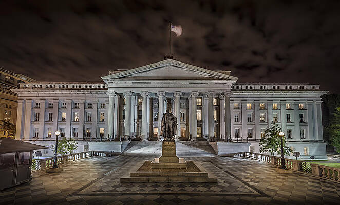 Majestic Government Building at Night Photograph
