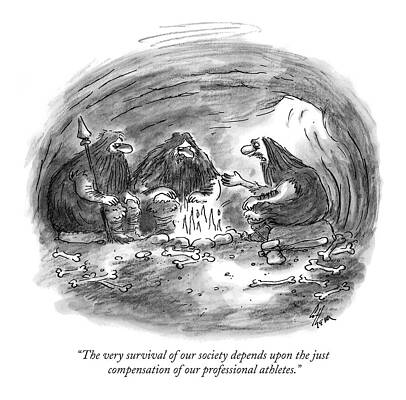 Athlete Wall Art featuring the drawing The Very Survival Of Our Society Depends by Frank Cotham