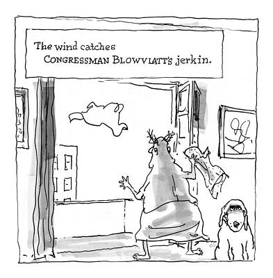 Wind Drawing - The Wind Catches Congressman Blowviatt's Jerkin by George Booth