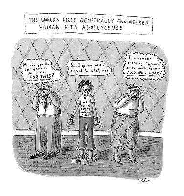 Nose Drawing - The World's First Genetically Engineered Human by Roz Chast