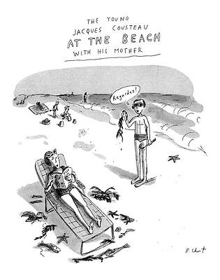 Jacques Cousteau at the Beach Wall Art