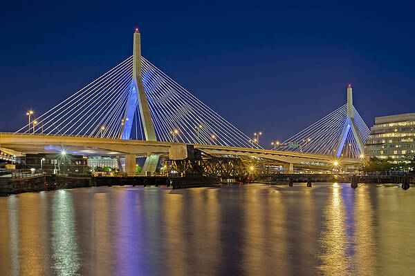 Boston City Bridge by Night Wall Art