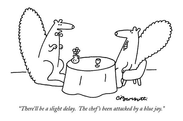 Cook Wall Art featuring the drawing There'll Be A Slight Delay.  The Chef's by Charles Barsotti