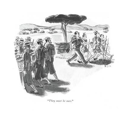 Hiking Drawing - They Must Be Nuts by Robert J. Day