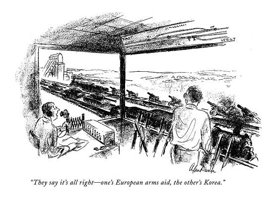 Europe Drawing - They Say It's All Right - One's European Arms Aid by Alan Dunn