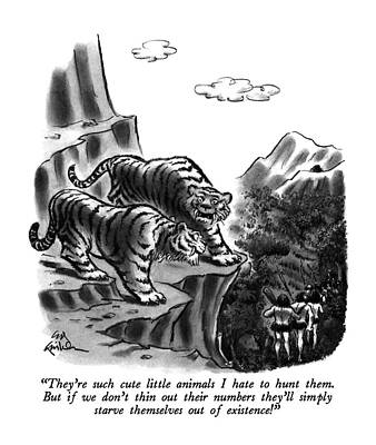 Stone Wall Art featuring the drawing They're Such Cute Little Animals I Hate To Hunt by Ed Fisher