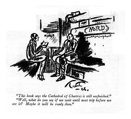 Humorous Train Station Conversation Drawing