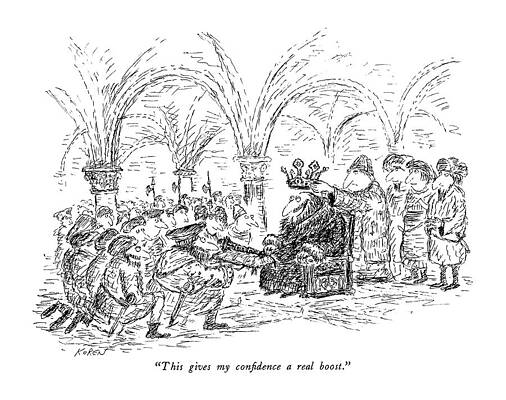 Crown Wall Art featuring the drawing This Gives My Confidence A Real Boost by Edward Koren