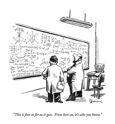 Scientists Analyzing Complex Equations Drawing