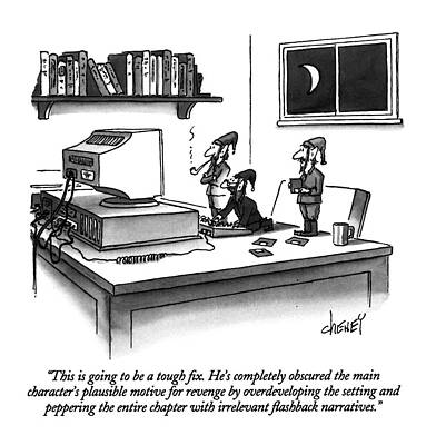 Office Elves at Night Drawing