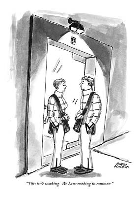 Ski Drawing - This Isn't Working.  We Have Nothing In Common by Marisa Acocella Marchetto