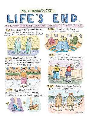 Lab Wall Art featuring the drawing This Spring Try Life's End: 
'clothing For People by Roz Chast
