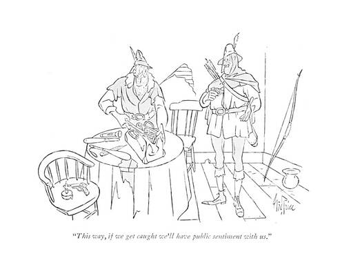 Hood Drawing - This Way, If We Get Caught We'll Have Public by George Price