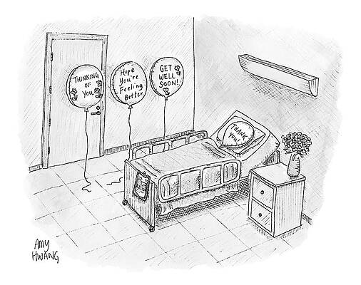 Balloon Wall Art featuring the drawing Three Balloons With Get Well Messages by Amy Hwang