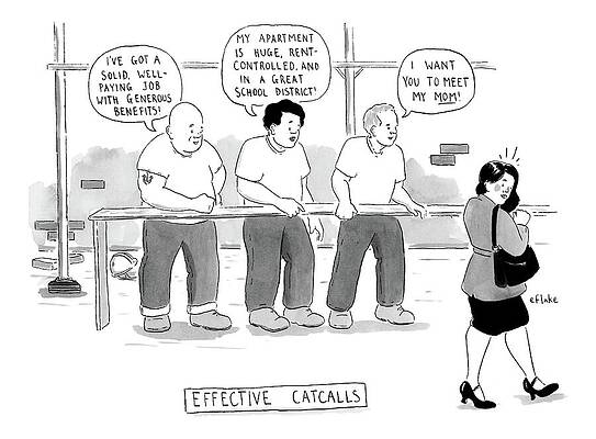 Construction Drawing - Three Construction Workers Effectively Cat Call by Emily Flake