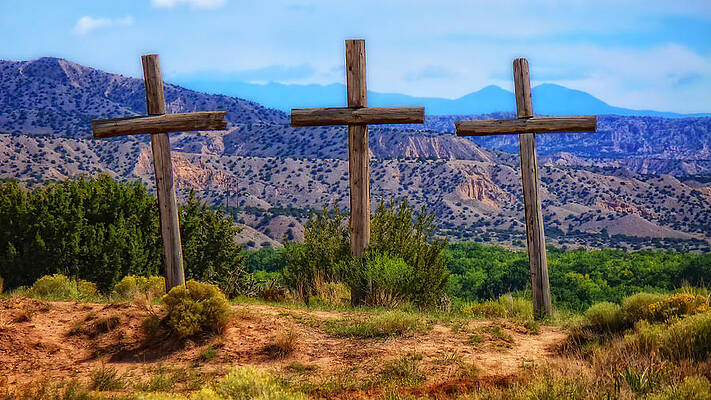 Sacred Wall Art featuring the photograph Three Crosses by Ghostwinds Photography