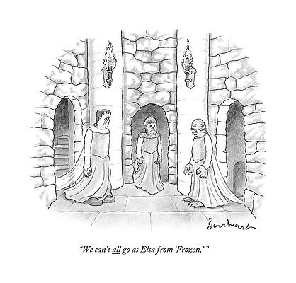 Halloween Wall Art featuring the drawing Three Horror Movie Monsters by David Borchart