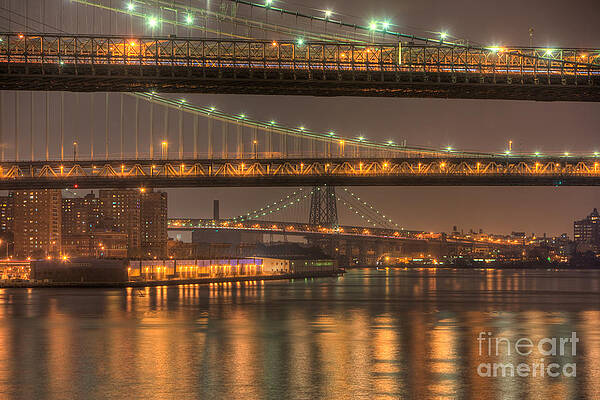 New York City Bridges at Night Wall Art