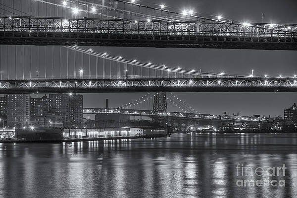 Reflection Wall Art featuring the photograph Three New York Bridges II by Clarence Holmes