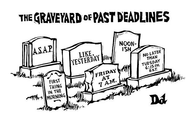 6 Wall Art featuring the drawing Title: Graveyard Of Past Deadlines.  A Graveyard by Drew Dernavich