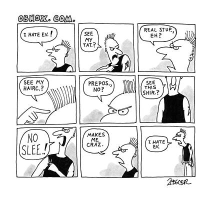 Youth Drawing - Title: Obnox. Com. Strip Of Nine Frames by Jack Ziegler