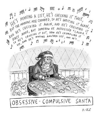Obsessive-Compulsive Santa Cartoon Wall Art
