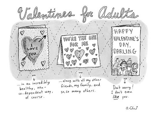 Valentine Drawing - Title Valentines For Adults. Three Valentine's by Roz Chast