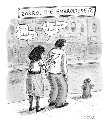 Saying Wall Art featuring the drawing Title: Zorro by Roz Chast