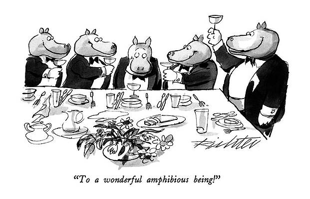 Setting Drawing - To A Wonderful Amphibious Being! by Mischa Richter