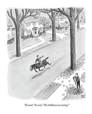 Man on Horse Warns of Bulldozers Wall Art