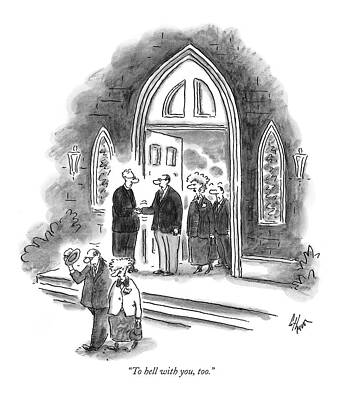 Church Wall Art featuring the drawing To Hell by Frank Cotham