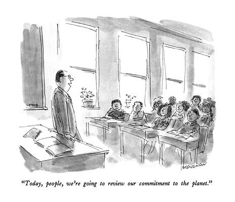 Teacher Drawing - Today, People, We're Going To Review by James Stevenson