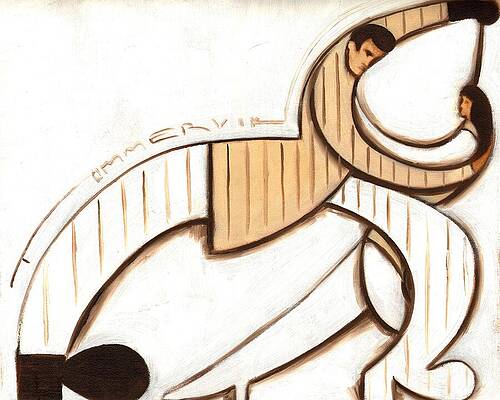 Geometric Embrace of a Dancing Couple Painting