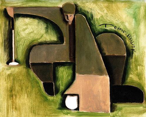 Abstract Geometric Man in Green Painting