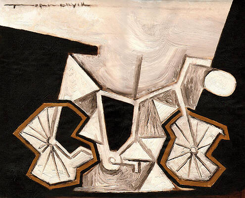 Geometric Wall Art featuring the painting Art Bicycle Art Print by Tommervik