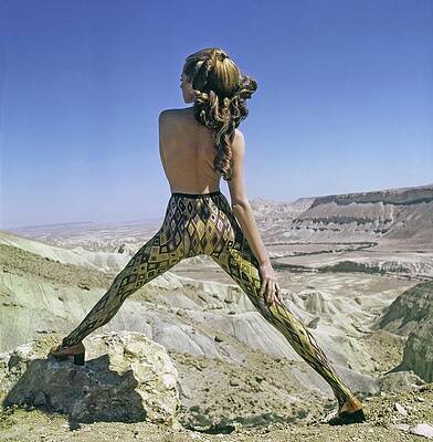 Desert Photograph - Topless Model In Emilio Pucci Tights by John Cowan