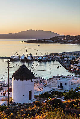Wall Art featuring the photograph Traditional Greek Windmill In Mykonos by Deimagine