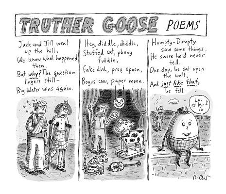 Fairy Tale Drawing - Truther Goose Poems -- A Triptych Of Mother Goose by Roz Chast