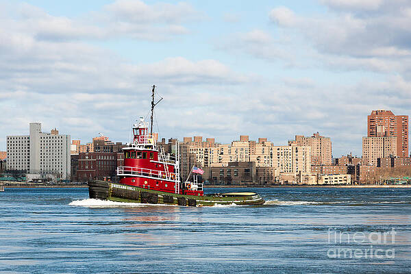 Red Tugboat on River Wall Art
